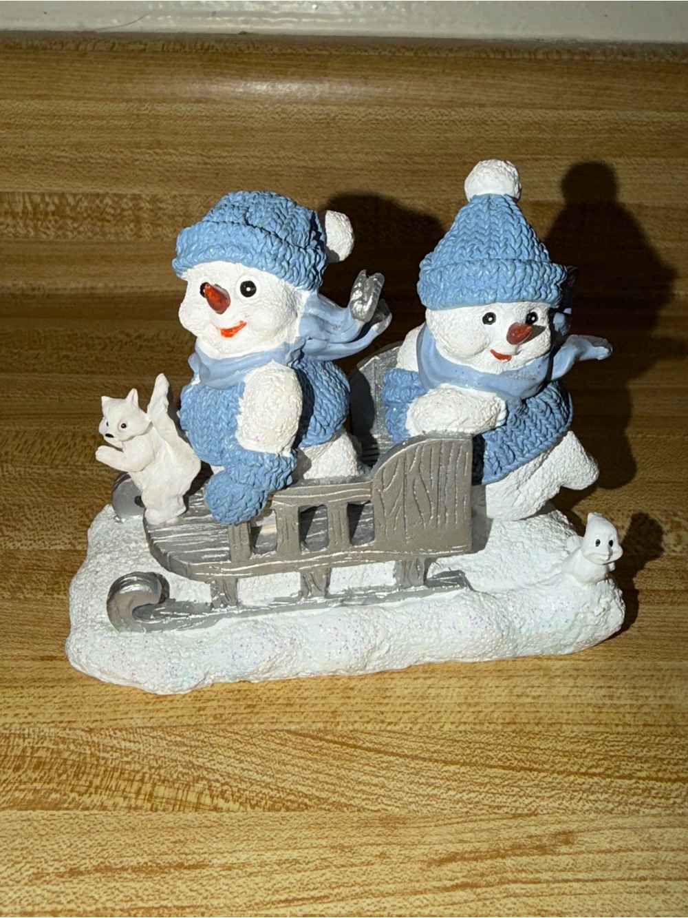 Home interiors snowman sledding holiday decor Christmas winter decor